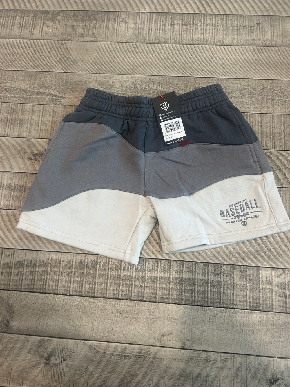 Kids Colorblock Baseball Shorts - Gray/Navy/White